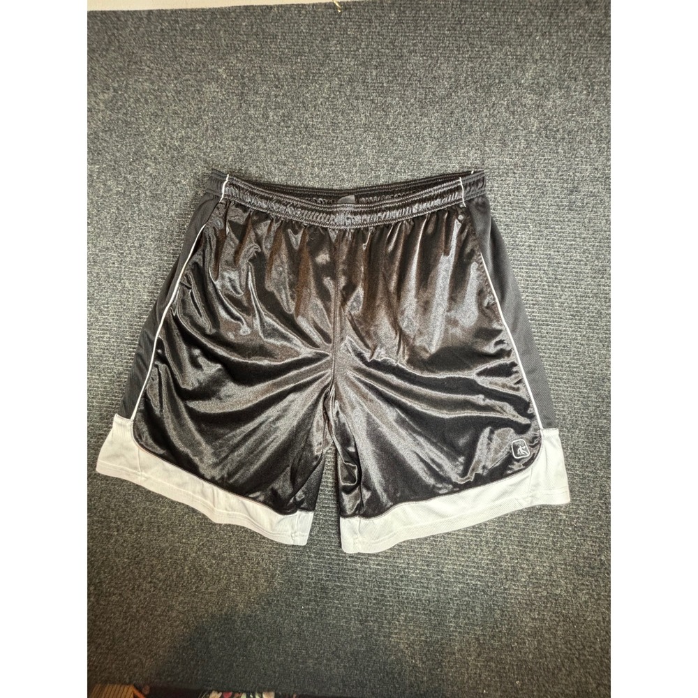 AND1 Mens Basketball Shorts Black White Shiny Athletic Mesh Logo 3XL ANM24118HB